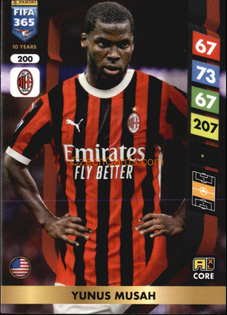 FOOTBALL SOCCER Yunus Musah 2025 FIFA 365 Adrenalyn 200 Czechcards