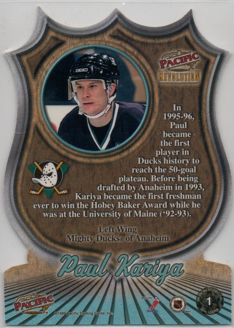 Paul Kariya 1998/99 Revolution NHL Icon Die Cut #1