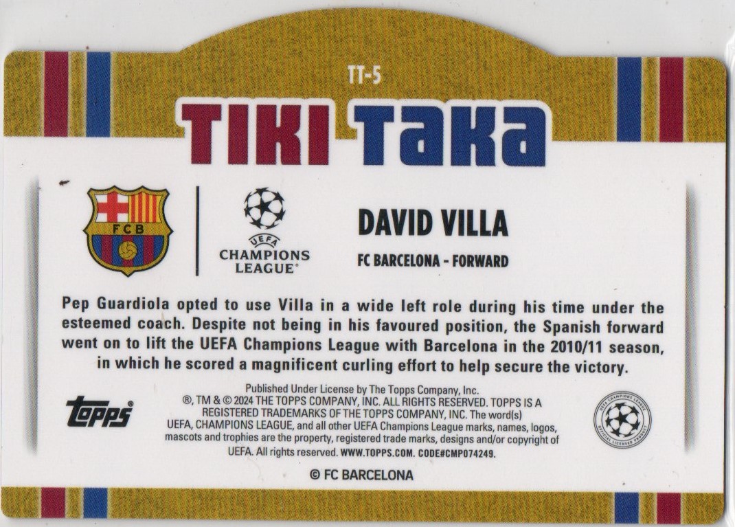 David Villa 2023/24 Topps Superstars Tiki Taka #TT-5 Case Hit