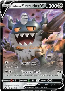 Galarian Perrserker V 129/196 Pokémon Lost Origin Ultra Rare