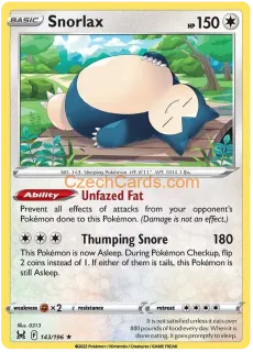 Snorlax 143/196 Pokémon Lost Origin Rare