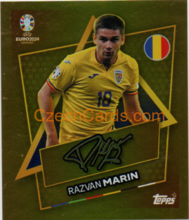 Răzvan Marin 2024 Topps UEFA Euro sticker gold #ROM-SP sign