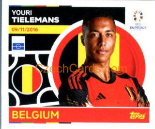 Youri Tielemans 2024 Topps UEFA Euro sticker #BEL13