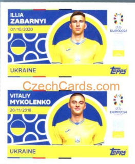 Ilya Zabarnyi / Vitaliy Mykolenko 2024 Topps UEFA Euro sticker #UKR6-7