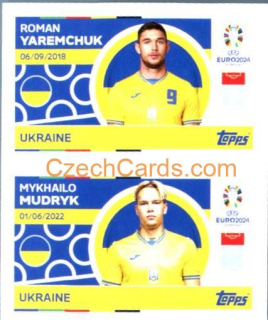 Roman Yaremchuk / Mykhailo Mudryk 2024 Topps UEFA Euro sticker #UKR14-15