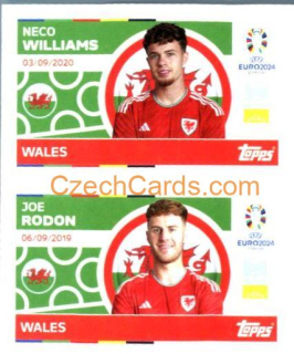 Neco Williams / Joe Rodon 2024 Topps UEFA Euro sticker #WAL4-5