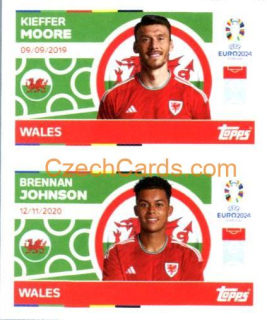 Kieffer Moore / Brennan Johnson 2024 Topps UEFA Euro sticker #WAL14-15