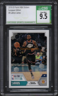 Lebron James 2019-20 Panini NBA Sticker European Ed. #9 CSG 9,5