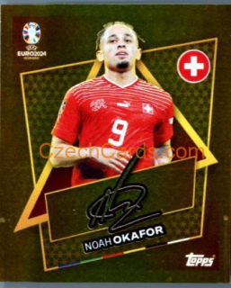 Noah Okafor 2024 Topps UEFA Euro sticker gold signature #SUI-SP