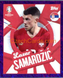 Lazar Samardžić 2024 Topps UEFA Euro sticker foil purple #SRB-PTW