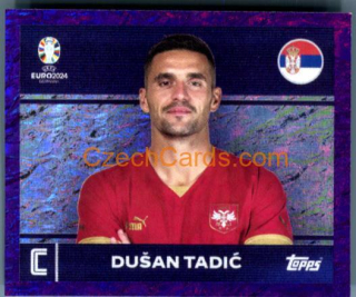 Dušan Tadić 2024 Topps UEFA Euro sticker foil purple #SRB2