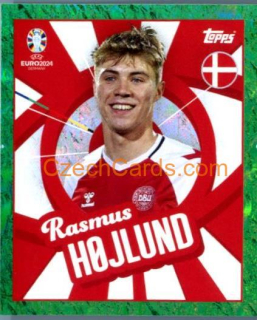 Rasmus Højlund 2024 Topps UEFA Euro sticker foil green #DEN-PTW