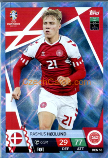 Rasmus Højlund 2024 EURO Match Attax crystal parallel #DEN16