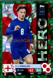 Jack Grealish 2024 EURO Match Attax Hero green parallel  #ENG14