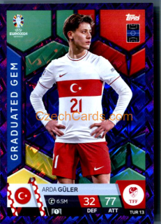 Arda Güler 2024 EURO Match Attax Graduated Gem purple parallel #TUR13