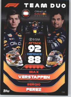 Max Verstappen / Sergio Perez Red Bull 2022 Turbo Attax #156